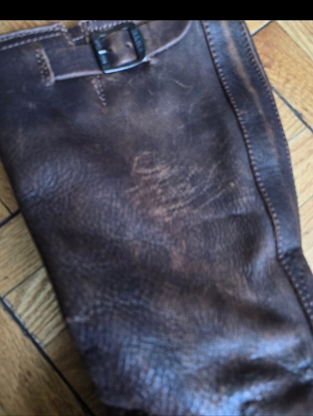 Frye Veronica Slouch Brown Leather Buckle Calf Boots - Picture 6 of 7